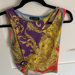 Versace Purple and Yellow Baroque Tank Top
